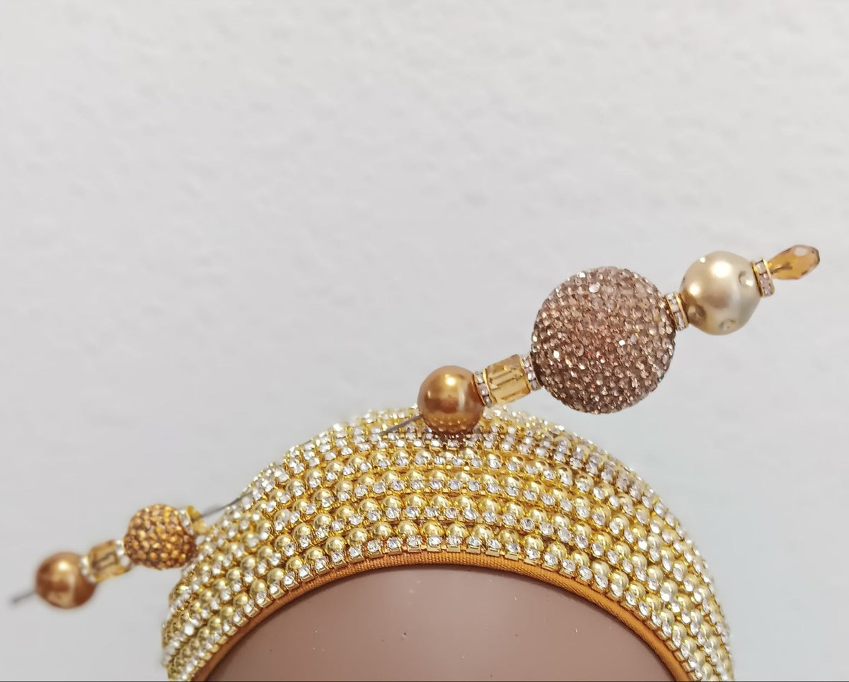 Church Hat Fascinator Golden with a Gold Hat Pin
