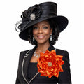 Corsage Vibrant Orange Satin Flower Brooch – Statement Floral Lapel Pin
