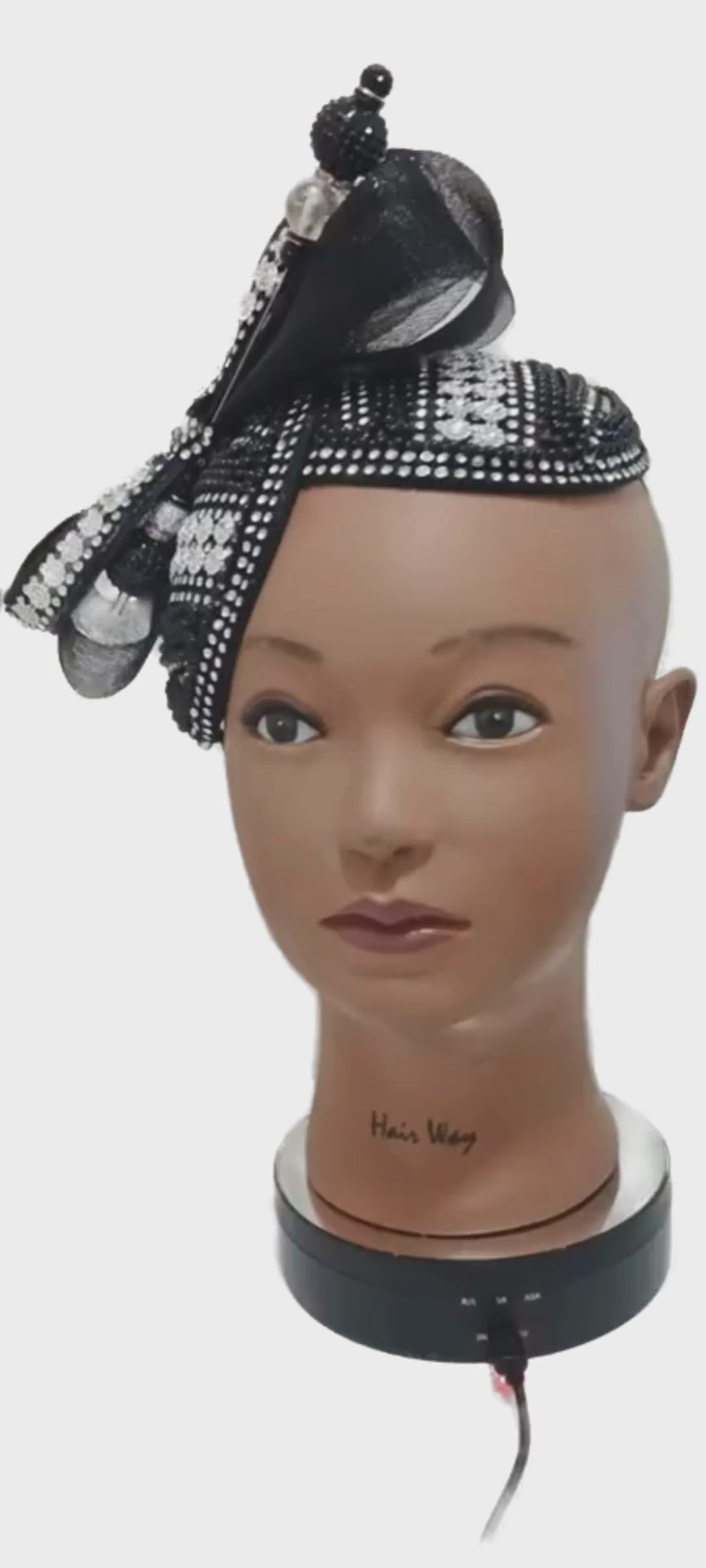 Church Hat Fascinator-Black Silver Hat with Hat Pin – Elegant Church & Special Occasion Style
