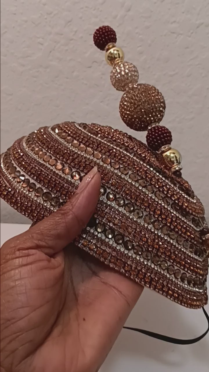 Church Hat  Brown with Gold Fascinator with Rhinestones and a Matching Hat Pin