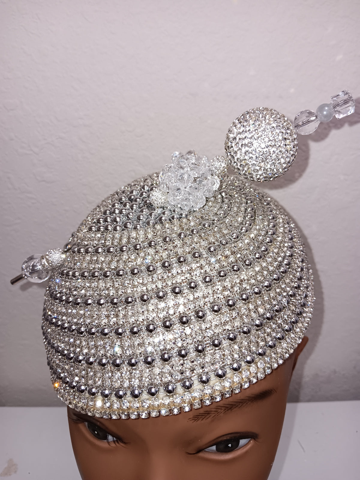 Church Hat Silver Fascinator with a Silver Hat Pin
