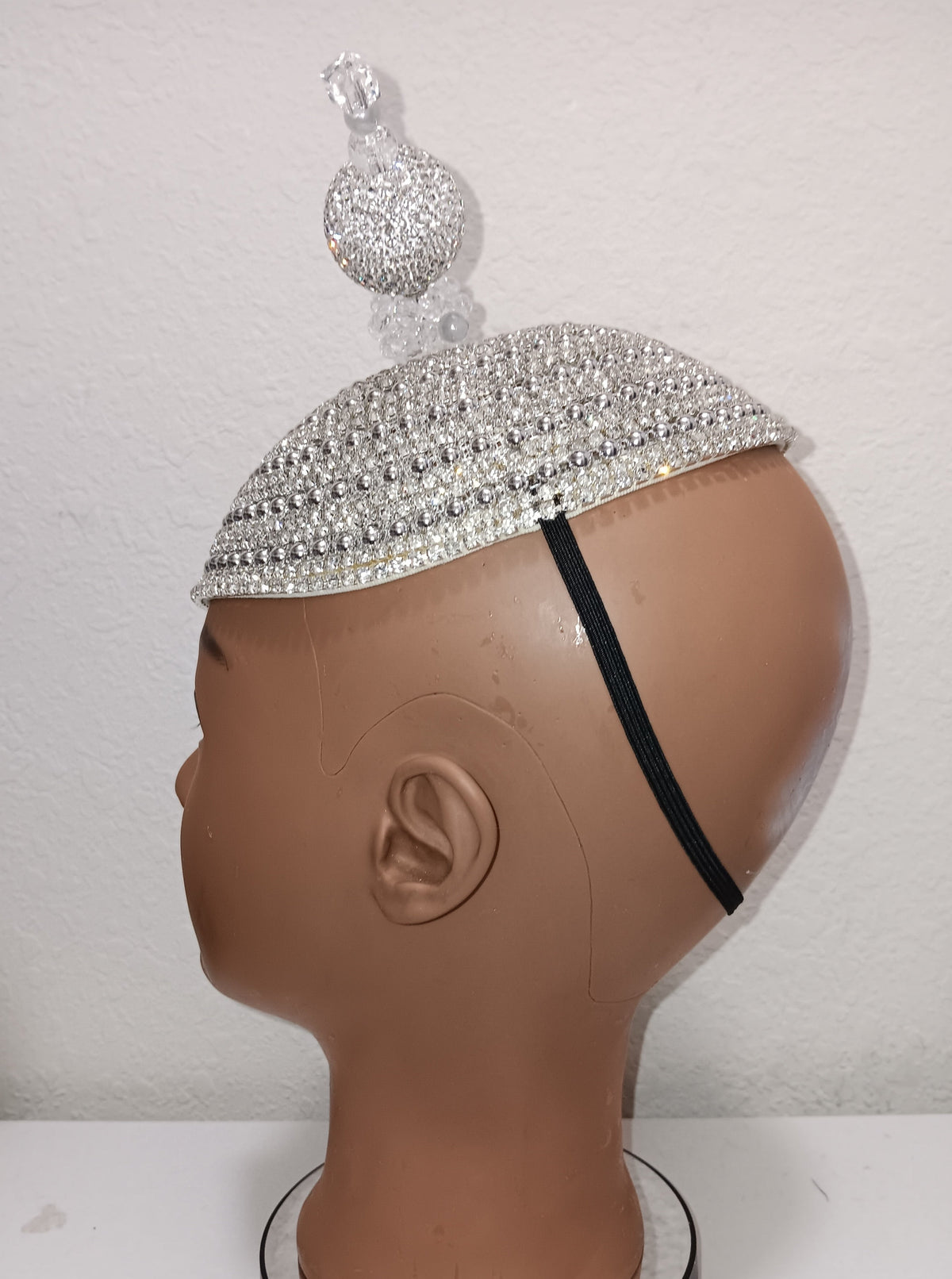 Church Hat Silver Fascinator with a Silver Hat Pin