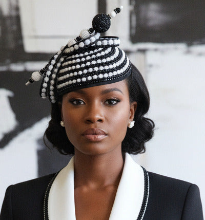 Church Hat Black and White Fascinator
