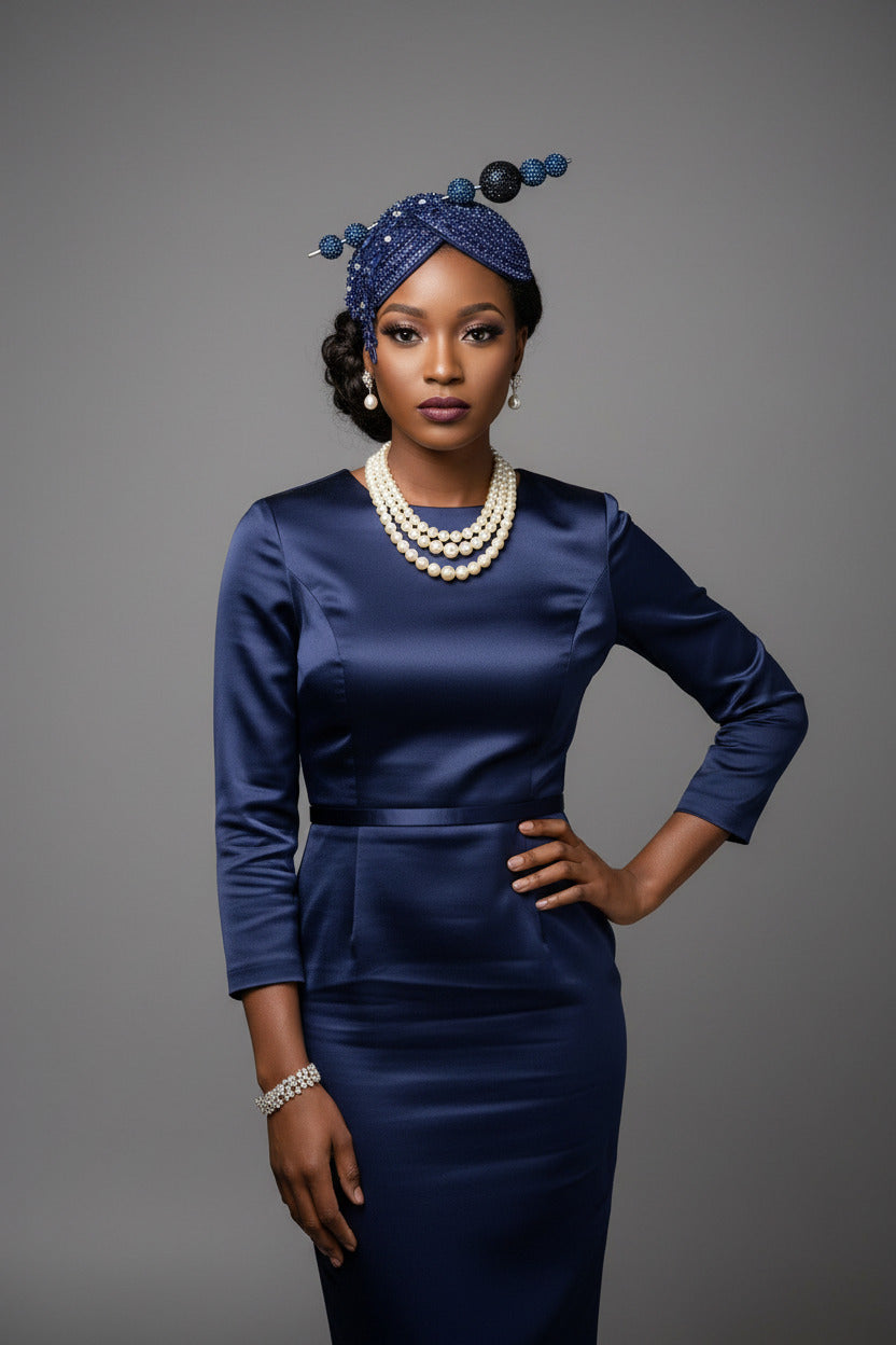 Church Hat Fascinators Navy Blue