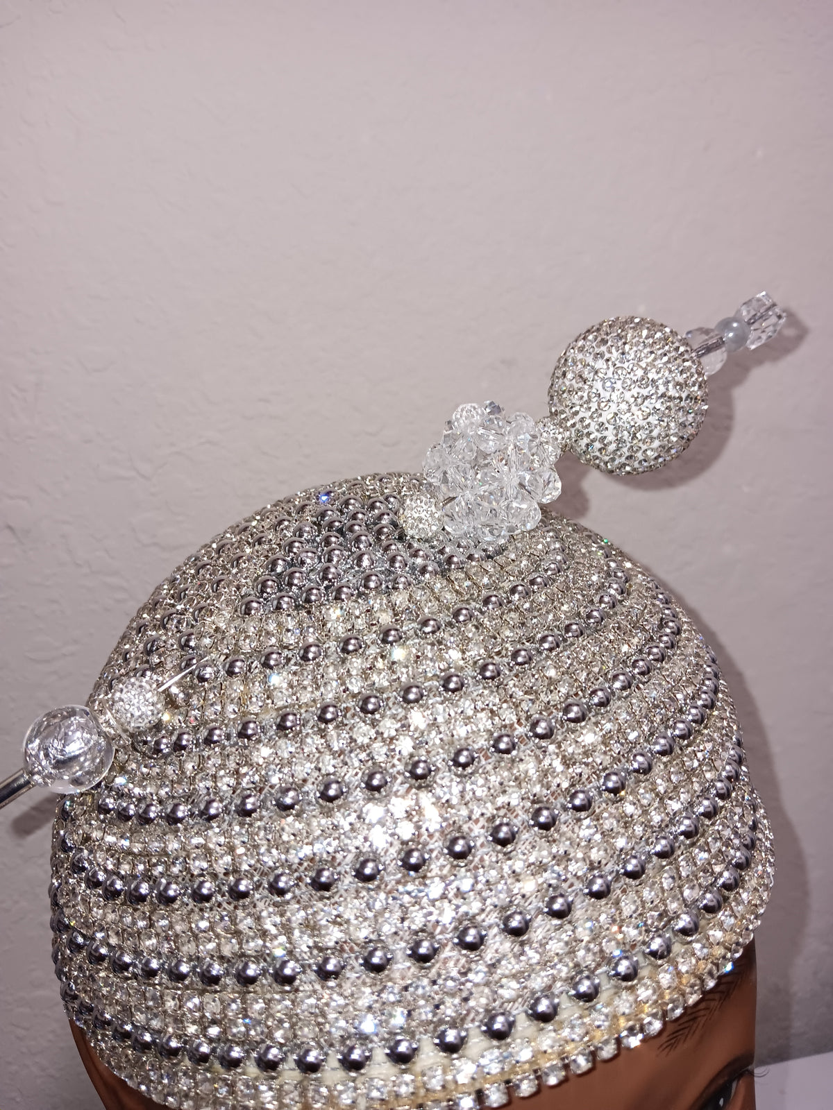 Church Hat Silver Fascinator with a Silver Hat Pin