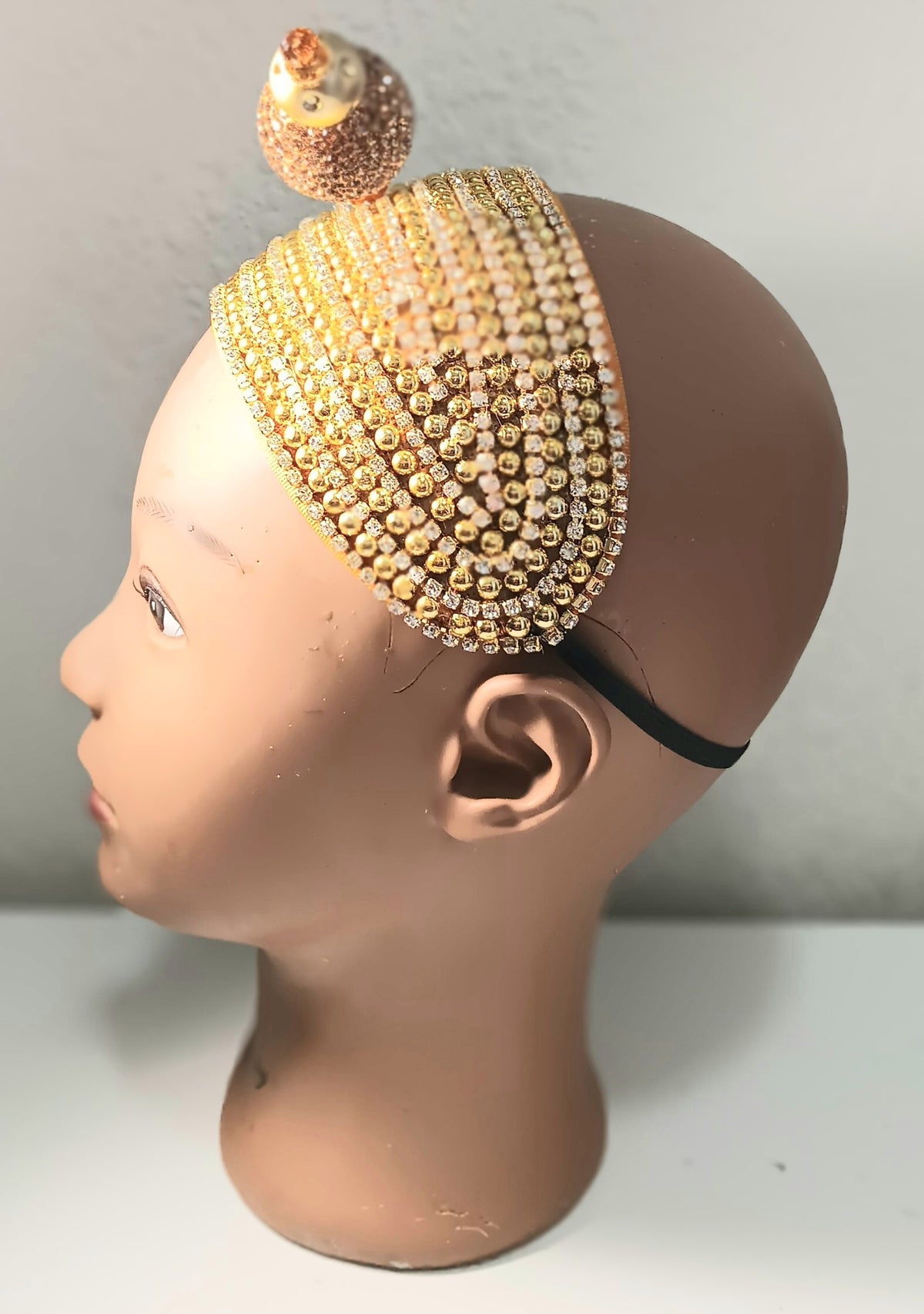 Church Hat Fascinator Golden with a Gold Hat Pin