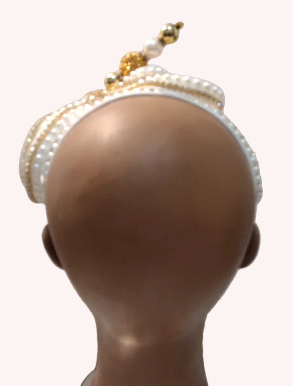 White and Gold Fascinator Hat for Church, Weddings & Formal Events ⠋